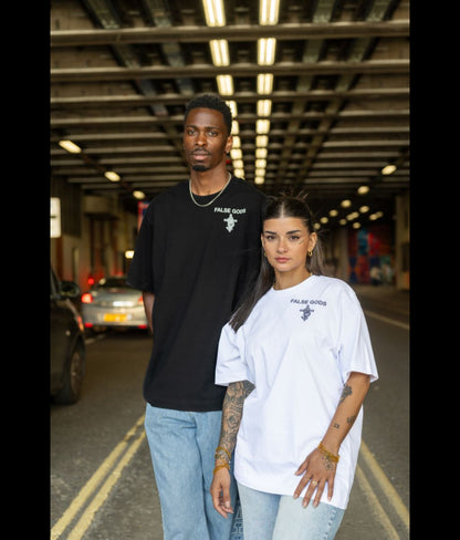 Male & Female model wearing Men's Bold Spirit T-Shirt in black - Front view